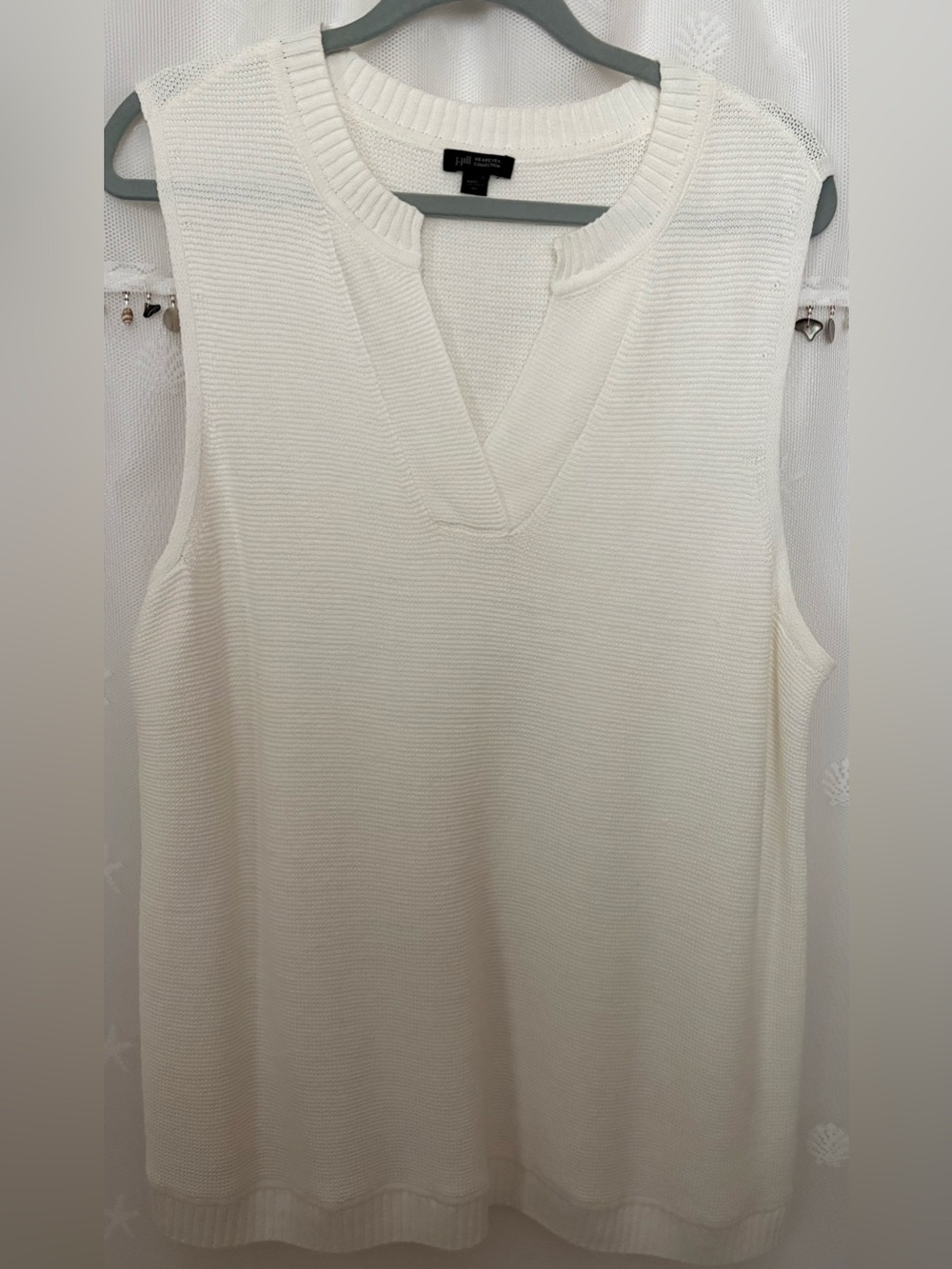 J Jill Wearever Ivory Color Knit Sleeveless Top Vest Size X-LARGE